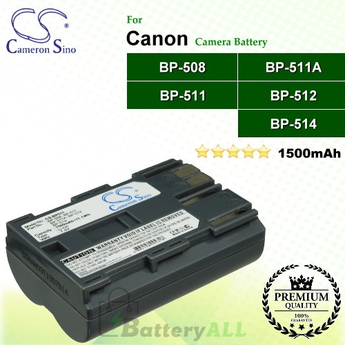 CS-BP511 For Canon Camera Battery Model BP-508 / BP-511 / BP-511A / BP-512 / BP-514