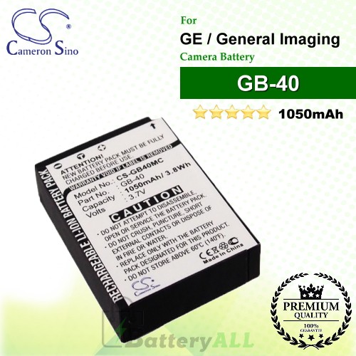 CS-GB40MC For GE Camera Battery Model GB-40