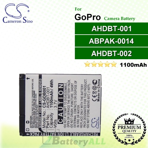 CS-GDB001 For GoPro Camera Battery Model ABPAK-001 / AHDBT-001 / AHDBT-002