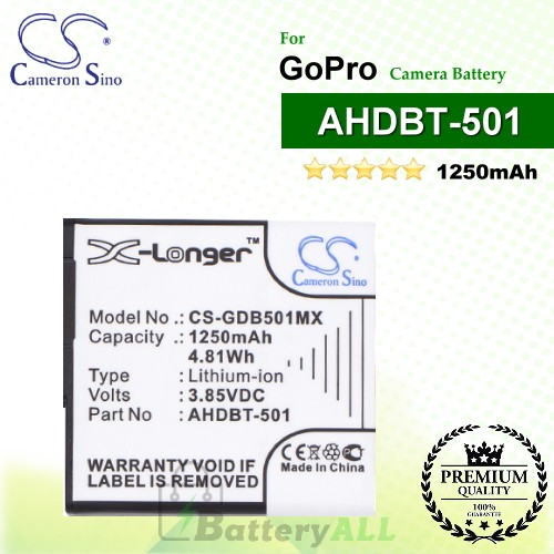 CS-GDB501MX For GoPro Camera Battery Model AHDBT-501