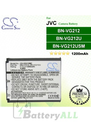 CS-VG212MC For JVC Camera Battery Model BN-VG212 / BN-VG212U / BN-VG212USM
