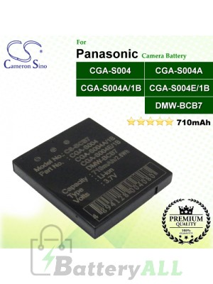 CS-BCB7 For Panasonic Camera Battery Model CGA-S004 / CGA-S004A / CGA-S004A/1B / CGA-S004E/1B / DMW-BCB7