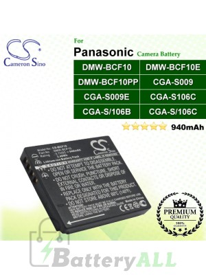 CS-BCF10 For Panasonic Camera Battery Model CGA-S/106B / CGA-S/106C / CGA-S009 / CGA-S009E / CGA-S106C / DMW-BCF10 / DMW-BCF10E / DMW-BCF10PP