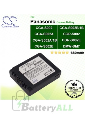 CS-BM7 For Panasonic Camera Battery Model CGA-S002 / CGA-S002A / CGA-S002A/1B / CGA-S002E / CGA-S002E/1B / CGR-S002 / CGR-S002E / DMW-BM7