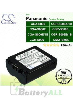 CS-PDS006 For Panasonic Camera Battery Model BP-DC5 J / BP-DC5 U / CGA-S006 / CGA-S006E / CGA-S006E/1B / CGR-S006 / CGR-S006A/1B / CGR-S006E / CGR-S006E/1B / DMW-BMA7