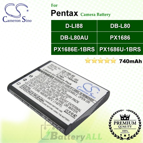 CS-DBL80 For Pentax Camera Battery Model D-LI88