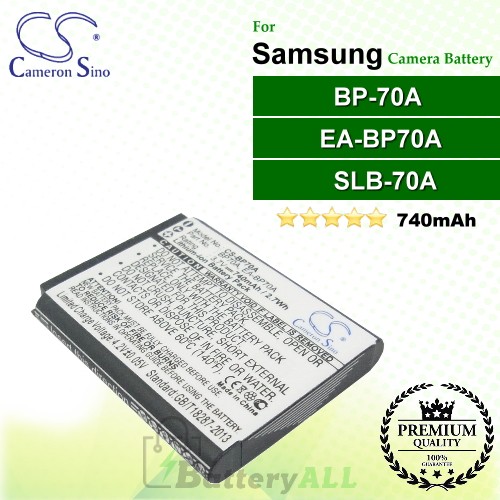 CS-BP70A For Samsung Camera Battery Model BP-70A / BP-70EP / EA-BP70A / SLB-70A