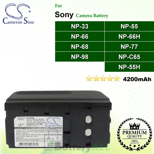CS-NP66 For Sony Camera Battery Model NP-33 / NP-55 / NP-66 / NP-66H / NP-68 / NP-77 / NP-98