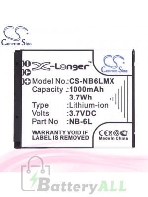 CS Battery for Canon PowerShot SD770 IS / SD980 IS Battery 1000mah CA-NB6LMX