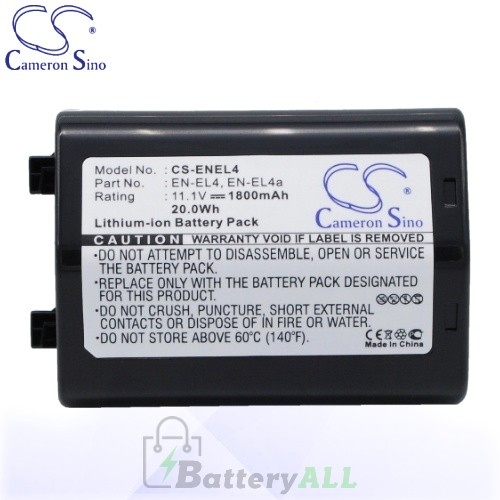 CS Battery for Nikon EN-EL4 / EN-EL4a / EN-EL4e / Nikon D2Hs Battery 1800mah CA-ENEL4