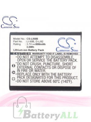 CS Battery for Olympus SZ-10 / SZ-11 / SZ-12 / SZ-14 / SZ-15 Battery 800mah CA-LI50B