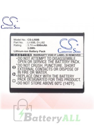 CS Battery for Olympus Tough 8010 / TG-610 / TG-620 his / TG-810 Battery 800mah CA-LI50B