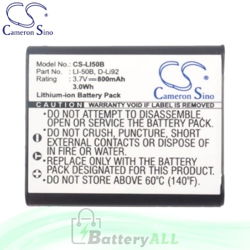 CS Battery for Olympus u TOUGH-8000 / u TOUGH-8010 / U1030 Battery 800mah CA-LI50B