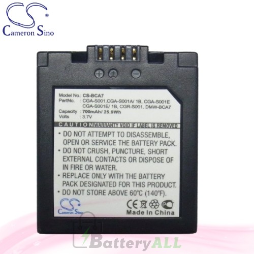 CS Battery for Panasonic Lumix DMC-FX5EG-S / DMC-FX5EN Battery 700mah CA-BCA7