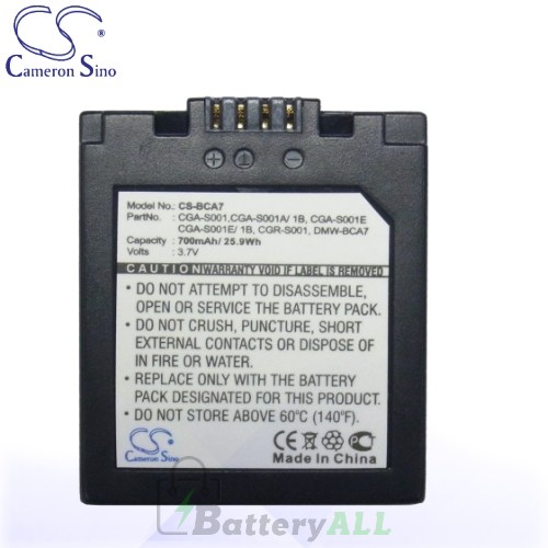 CS Battery for Panasonic Lumix DMC-FX1 / DMC-FX1EG / DMC-FX5EG Battery 700mah CA-BCA7
