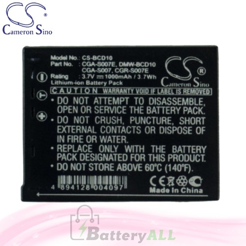 CS Battery for Panasonic Lumix DMC-TZ1EG-A / DMC-TZ1EG-K Battery 1000mah CA-BCD10
