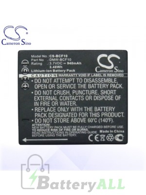 CS Battery for Panasonic Lumix DMC-F3K / DMC-F3P / DMC-F3S Battery 940mah CA-BCF10