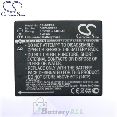 CS Battery for Panasonic Lumix DMC-F3K / DMC-F3P / DMC-F3S Battery 940mah CA-BCF10