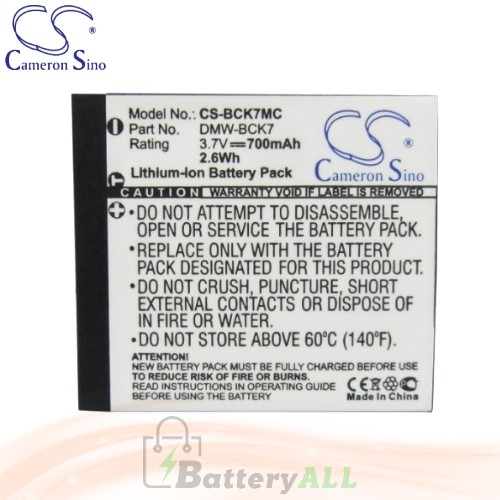 CS Battery for Panasonic Lumix DMC-FS28 / DMC-FS35 / DMC-FS37 Battery 700mah CA-BCK7MC