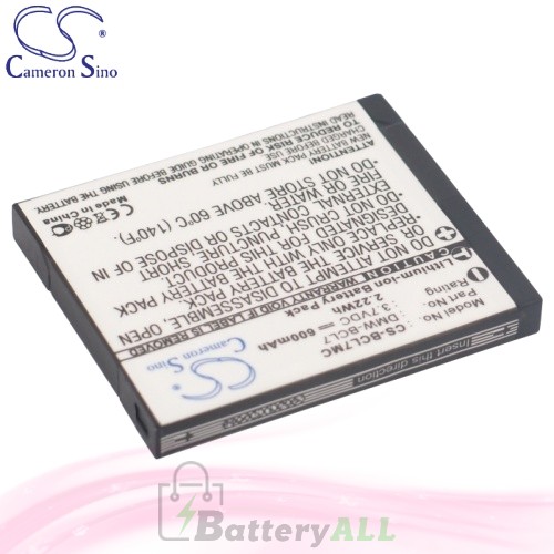 CS Battery for Panasonic Lumix DMC-FS50S / DMC-FS50V Battery 600mah CA-BCL7MC