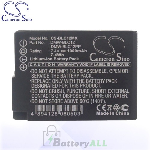 CS Battery for Panasonic Lumix DMC-G5K / DMC-G6 / DMC-G7 Battery 1000mah CA-BLC12MX