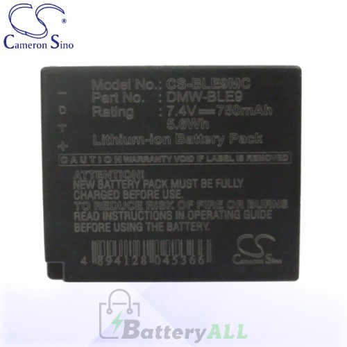 CS Battery for Panasonic Lumix DMC-GF3CW / DMC-GF3KK Battery 750mah CA-BLE9MC
