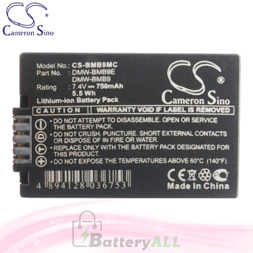 CS Battery for Panasonic Lumix DMC-FZ60 / DMC-FZ62 Battery 750mah CA-BMB9MC