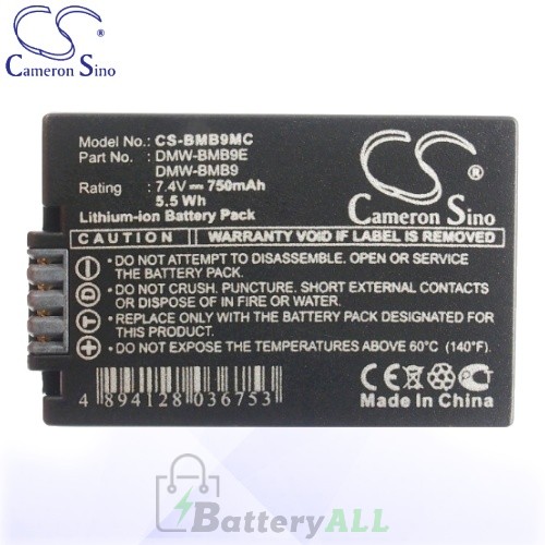 CS Battery for Panasonic Lumix DMC-FZ48 / DMC-FZ70 / DMC-FZ72 Battery 750mah CA-BMB9MC