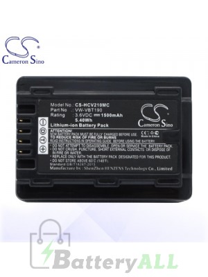 CS Battery for Panasonic VW-VBT190 / Panasonic HC-250EB Battery 1500mah CA-HCV210MC
