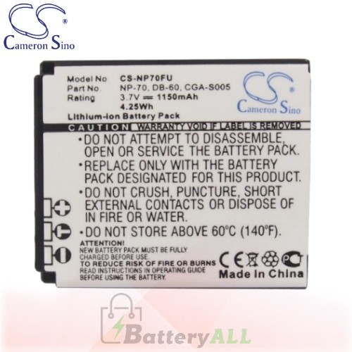 CS Battery for Panasonic Lumix DMC-FX07EG / DMC-FX07EF-S Battery 1150mah CA-NP70FU
