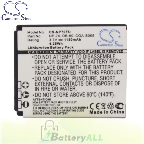 CS Battery for Panasonic Lumix DMC-FX50 / DMC-FX8K / DMC-FX9 Battery 1150mah CA-NP70FU
