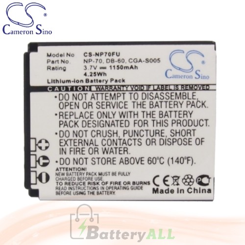 CS Battery for Panasonic Lumix DMC-FX9K / DMC-FX9S / DMC-LX1 Battery 1150mah CA-NP70FU