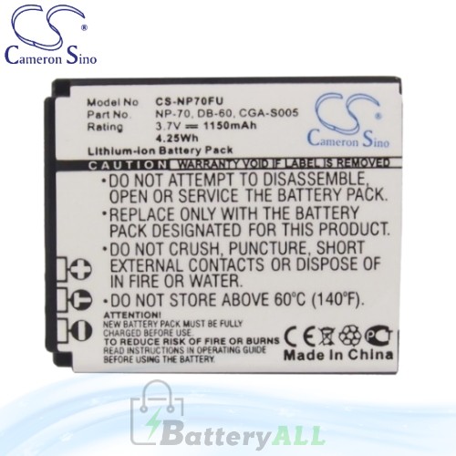 CS Battery for Panasonic Lumix DMC-FX10P / DMC-FX10S Battery 1150mah CA-NP70FU