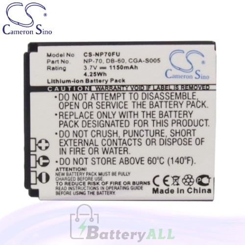 CS Battery for Panasonic Lumix DMC-FX12S / DMC-FX8GN Battery 1150mah CA-NP70FU