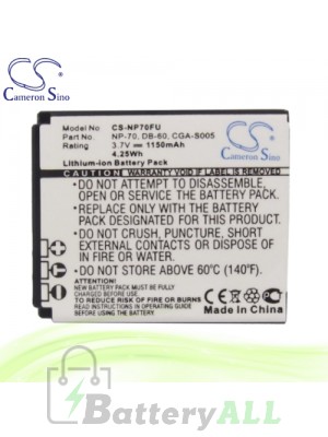 CS Battery for Panasonic Lumix DMC-FX100EF-N / DMC-FX100EF-S Battery 1150mah CA-NP70FU