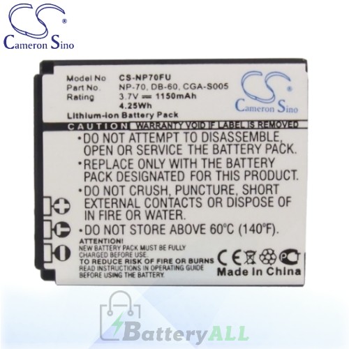 CS Battery for Panasonic Lumix DMC-FX150EGS / DMC-FX150K Battery 1150mah CA-NP70FU