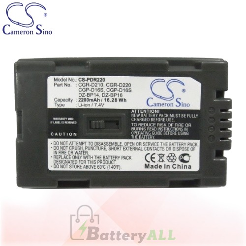 CS Battery for Panasonic NV-MX300EG / NV-MX3EN / NV-MX7DEN Battery 2200mah CA-PDR220
