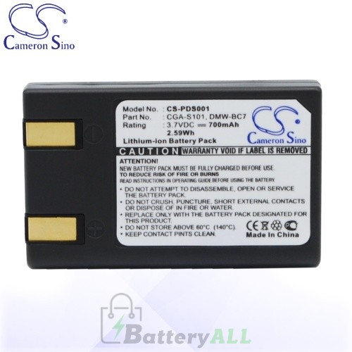 CS Battery for Panasonic CGA-S101 / CGA-S101A / CGA-S101E Battery 700mah CA-PDS001