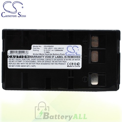 CS Battery for Panasonic PV-A206 / PV-A207 / PV-A286 / PV-S53 Battery 1200mah CA-PDVS1