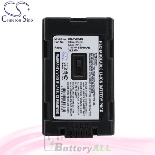 CS Battery for Panasonic AG-DVC62 / AG-DVC63 / AG-DVX100AE Battery 5400mah CA-PVD54S
