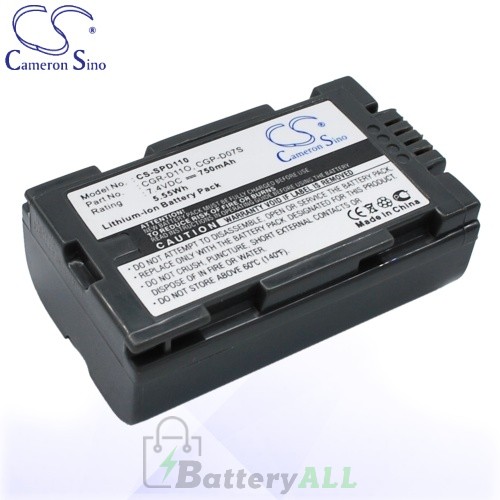 CS Battery for Panasonic CGP-D07S / CGR-D11O / CGR-D08A/1B Battery 750mah CA-SPD110