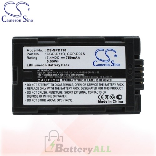 CS Battery for Panasonic PV-BP8 / PV-DV100 / PV-DV200 Battery 750mah CA-SPD110