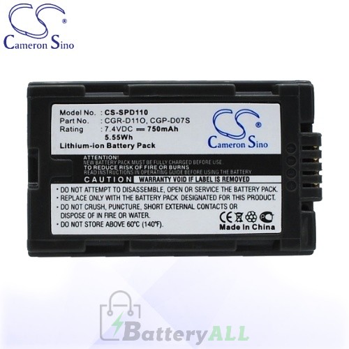 CS Battery for Panasonic CGR-D120E/1B / NV-DA1B / NV-DA1EN Battery 750mah CA-SPD110