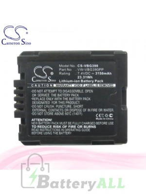 CS Battery for Panasonic HDC-SD100GK / HDC-SD200 / HDC-SD600 Battery 3150mah CA-VBG390
