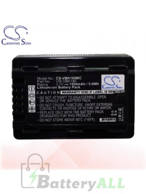 CS Battery for Panasonic HDC-HS60 / HDC-HS60K / HDC-HS60P Battery 1500mah CA-VBK180MC