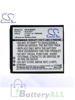 CS Battery for Samsung SLB-0937 / Samsung CL5 / i8 / L730 Battery 1000mah CA-SLB0937