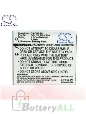 CS Battery for Sanyo Xacti VPC-CA65 / VPC-CA6 / VPC-CA8 Battery 700mah CA-DBL20