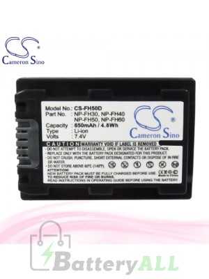 CS Battery for Sony DCR-DVD310E / DCR-DVD403 / DCR-DVD403E Battery 650mah CA-FH50D