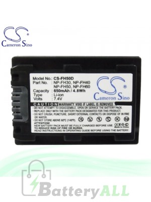 CS Battery for Sony DCR-DVD755 / DCR-DVD755E / DCR-DVD803 Battery 650mah CA-FH50D