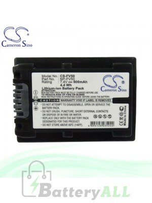 CS Battery for Sony DCR-DVD705 / DCR-DVD705E / DCR-DVD708 Battery 600mah CA-FV50